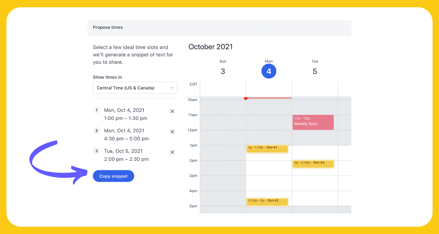 Offer proposed times to meet with SavvyCal