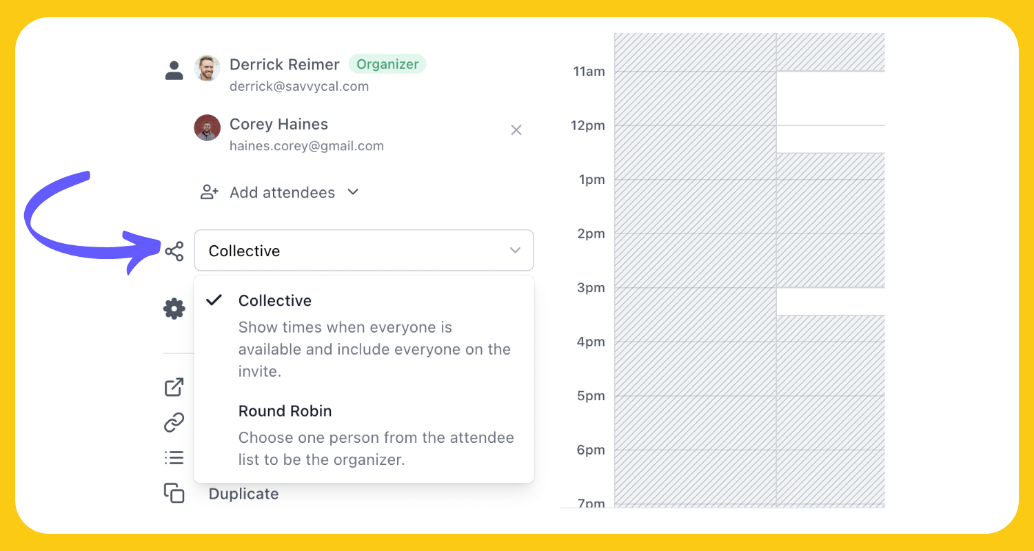 Using team scheduling options with SavvyCal